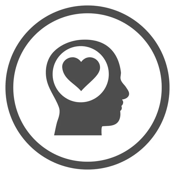 Icône vectorielle arrondie de tête de pensée d'amour — Image vectorielle