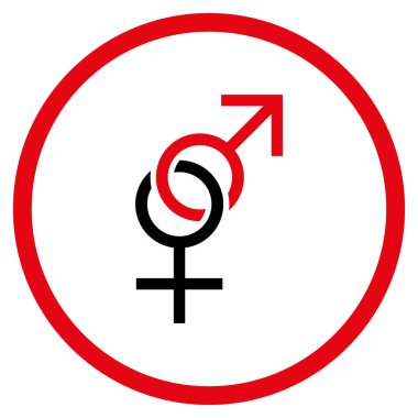 Seks sembolü yuvarlak vektör simgesi