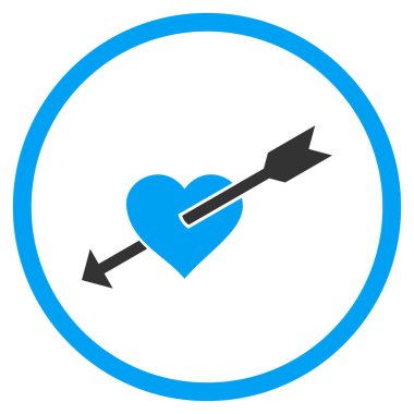 Kalp ok yuvarlak vektör simgesi