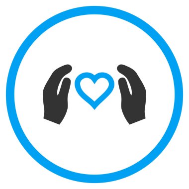 Aşk bakım el yuvarlak vektör simgesi