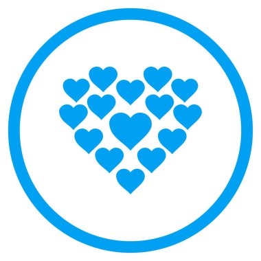 Aşk kalp şekli yuvarlak vektör simgesi