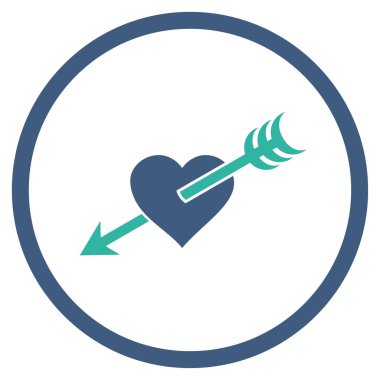 Ok kalp yuvarlak vektör simgesi