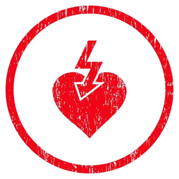 Heart Shock Strike Rounded Grainy Texture Icon — Stock Vector