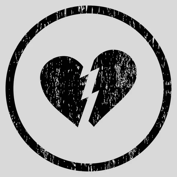 Икона разбитого сердца с круглой зернистой текстурой — стоковый вектор