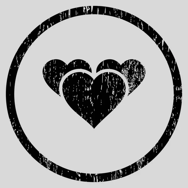 Valentine Hearts Rounded Grainy Texture Icon — Stock Vector