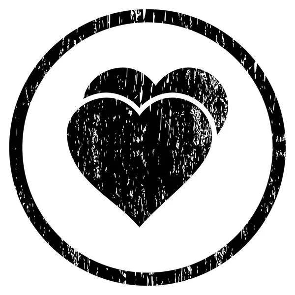 Love Hearts Rounded Grainy Texture Icon — Stock Vector