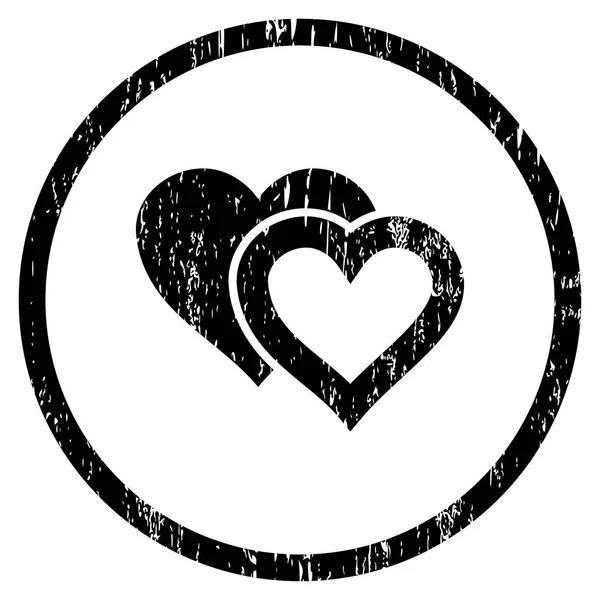 Love Hearts Rounded Grainy Texture Icon — Stock Vector