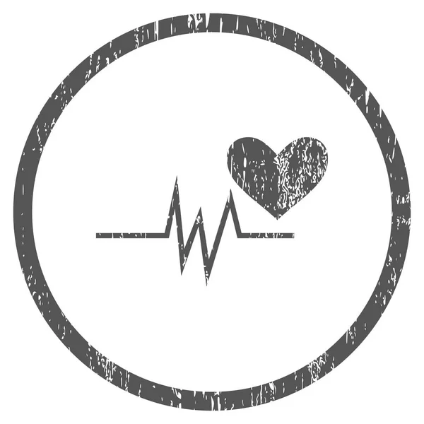 Heart Pulse Signal Rounded Grainy Texture Icon — Stock Vector