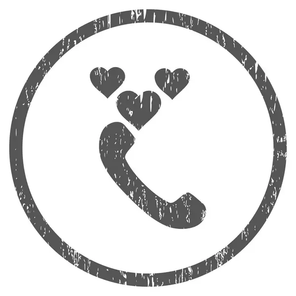 Love Phone Call Rounded Grainy Texture Icon — Stock Vector