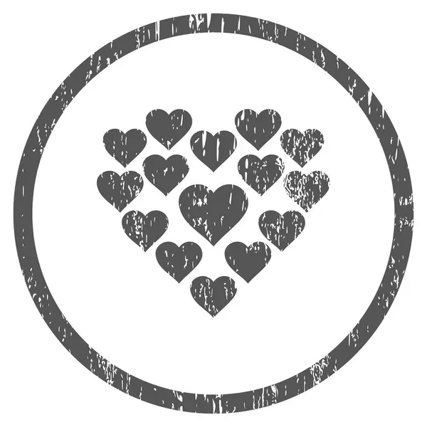 Love Hearts Shape Rounded Grainy Texture Icon — Stock Vector