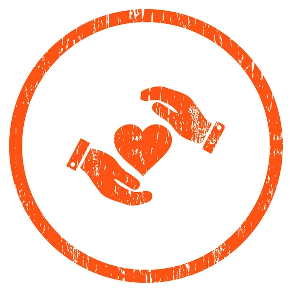 Coração Amor Cuidados Mãos Arredondado Grainy Textura ícone — Vetor de Stock