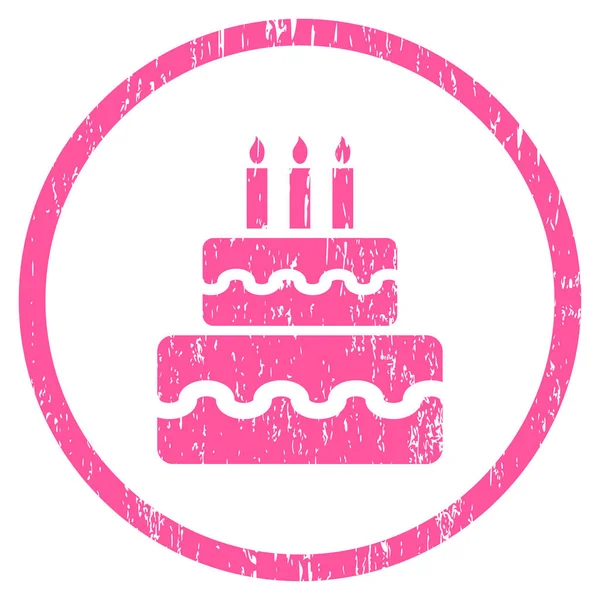 Torta de cumpleaños redondeada textura granulosa icono — Vector de stock