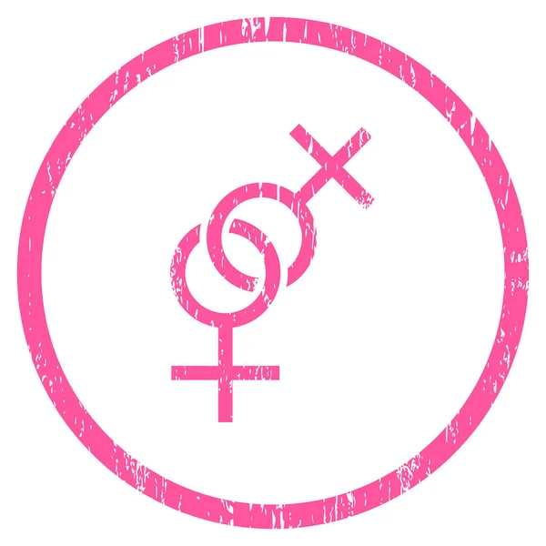 Lesbian Love Symbol Rounded Grainy Texture Icon — Stock Vector