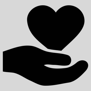 Aşk kalp teklif el vektör simgesi