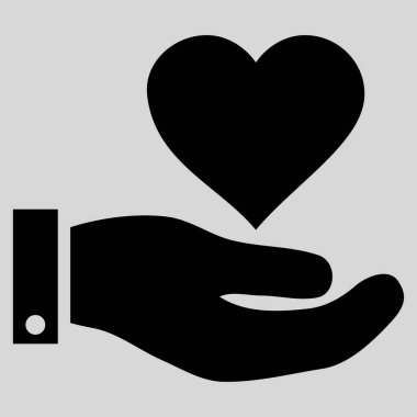 Aşk kalp teklif el vektör simgesi