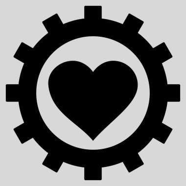 Aşk kalp seçenekleri dişli vektör simgesi