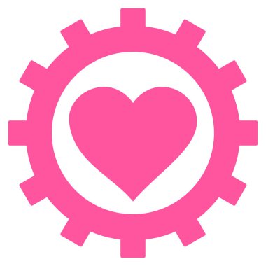 Aşk kalp seçenekleri dişli vektör simgesi