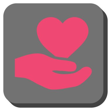 Aşk kalp teklif el yuvarlak kare düğme