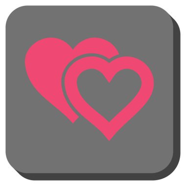 Sevgi kalpleri yuvarlak kare düğme