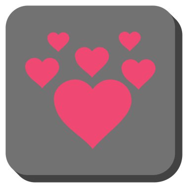 Güzel kalpler yuvarlak kare düğme