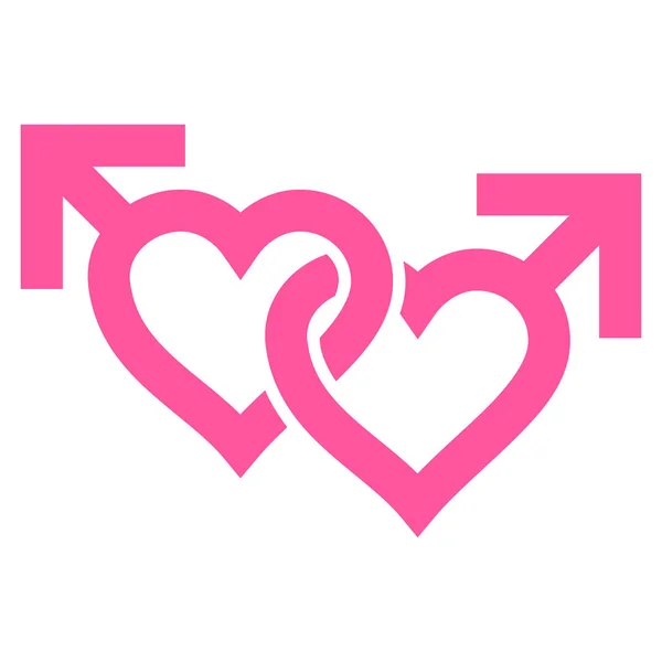 Verknüpfte homosexuelle Herzen Vektor-Symbol — Stockvektor