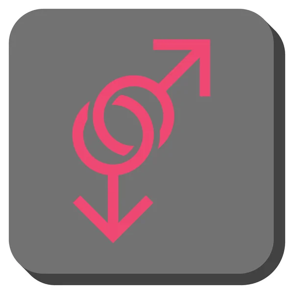 Σύμβολο αγάπη gay στρογγυλεμένο τετράγωνο κουμπί — Διανυσματικό Αρχείο