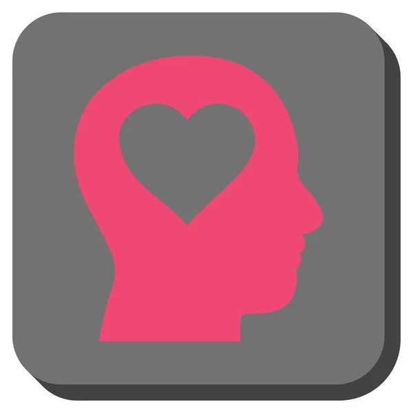 Amour dans la tête arrondi bouton carré — Image vectorielle