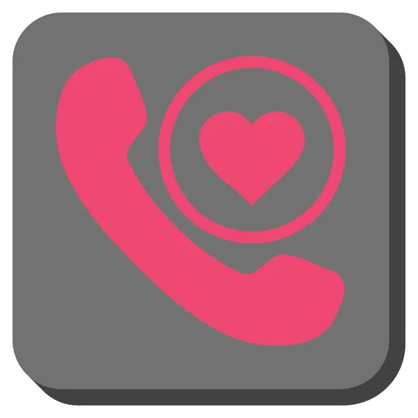 Love Phone Call Pulsante quadrato arrotondato — Vettoriale Stock