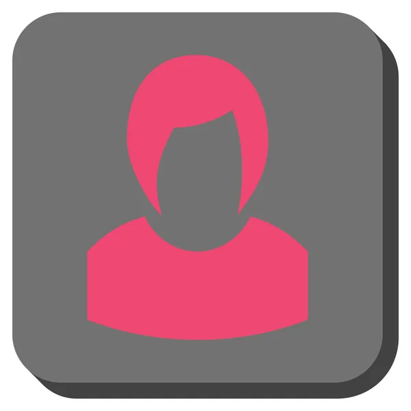 Profil femme arrondi bouton carré — Image vectorielle