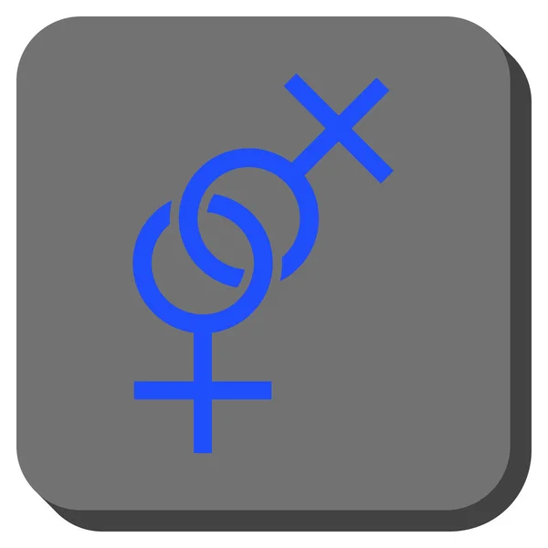 Bouton carré arrondi de symbole d'amour lesbienne — Image vectorielle