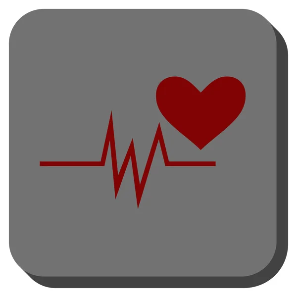 Kalp nabız sinyal yuvarlak kare düğme — Stok Vektör