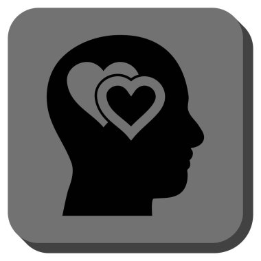 Aşk akılda yuvarlak kare düğme