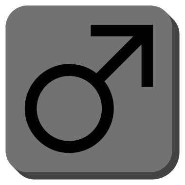 Mars erkek sembolü kare düğme yuvarlak