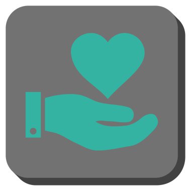 Aşk kalp teklif el yuvarlak kare düğme