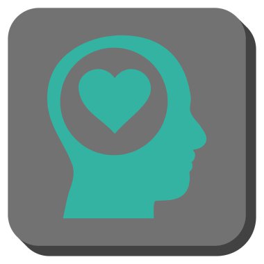 Aşk düşünme kafa yuvarlak kare düğme