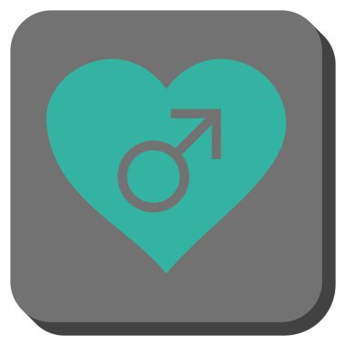 Erkek aşk kalp kare düğme yuvarlak