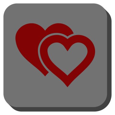 Sevgi kalpleri yuvarlak kare düğme