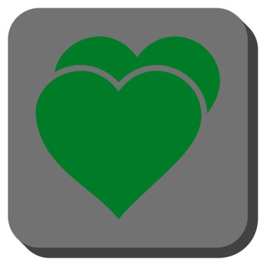 Sevgi kalpleri yuvarlak kare düğme