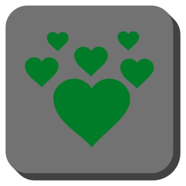 Güzel kalpler yuvarlak kare düğme