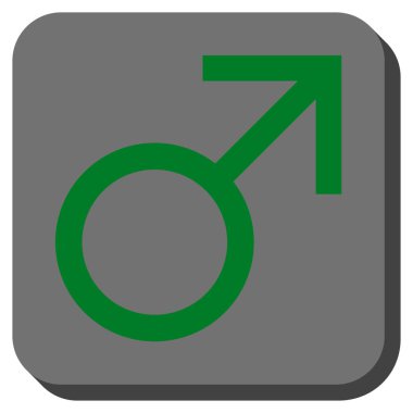 Mars erkek sembolü kare düğme yuvarlak