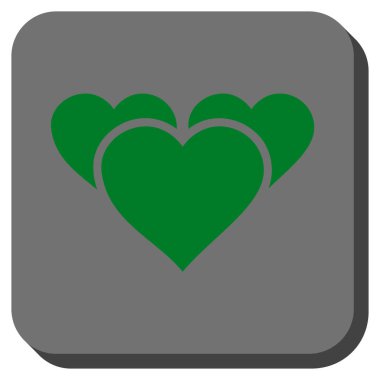 Sevgililer günü kalpleri yuvarlak kare düğme