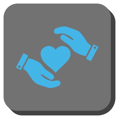 Aşk kalp bakım el yuvarlak kare düğme