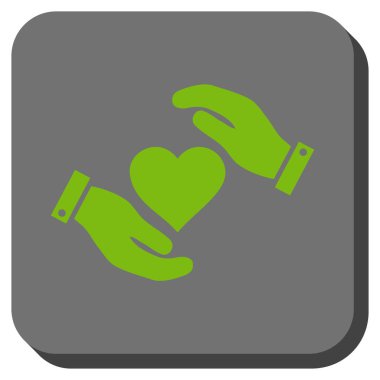 Aşk kalp bakım el yuvarlak kare düğme