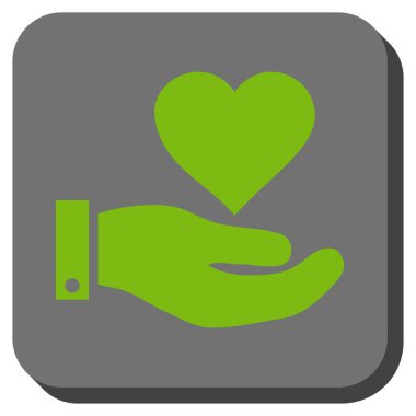 Aşk kalp teklif el yuvarlak kare düğme