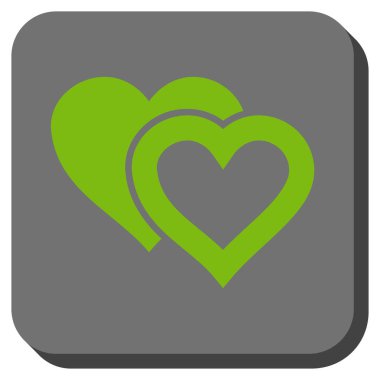 Sevgi kalpleri yuvarlak kare düğme