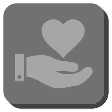 Aşk kalp teklif el yuvarlak kare düğme