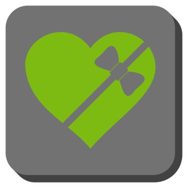 Bağlı aşk kalp kare düğme yuvarlak