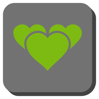 Sevgililer günü kalpleri yuvarlak kare düğme