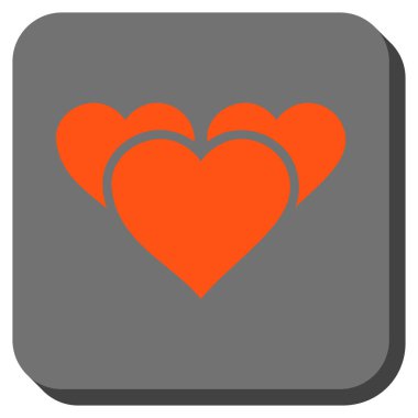 Sevgililer günü kalpleri yuvarlak kare düğme