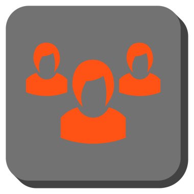 Kadın grubu yuvarlak kare düğme